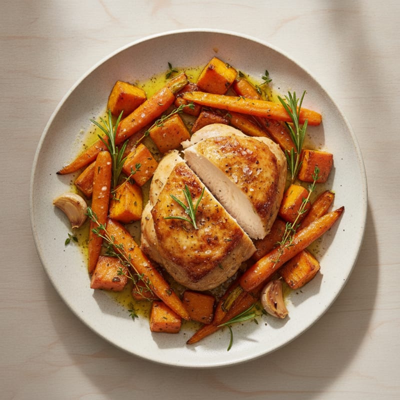 Garlic Herb Roasted Chicken with Root Vegetables