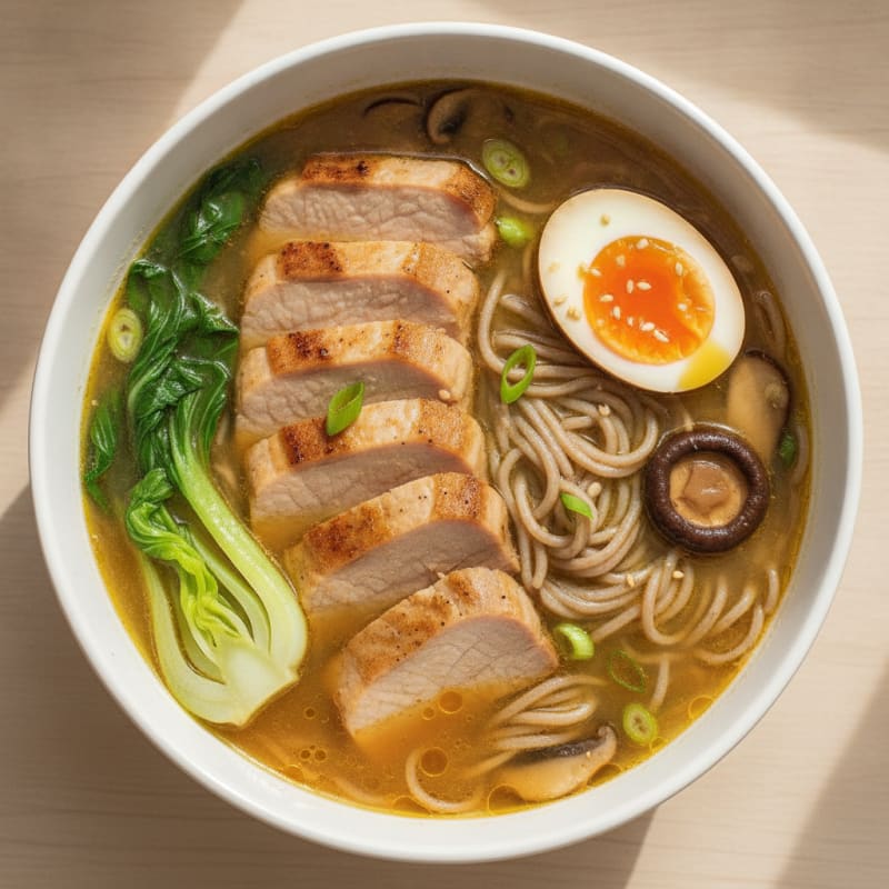 Savory Pork Ramen Bowl with Jammy Egg