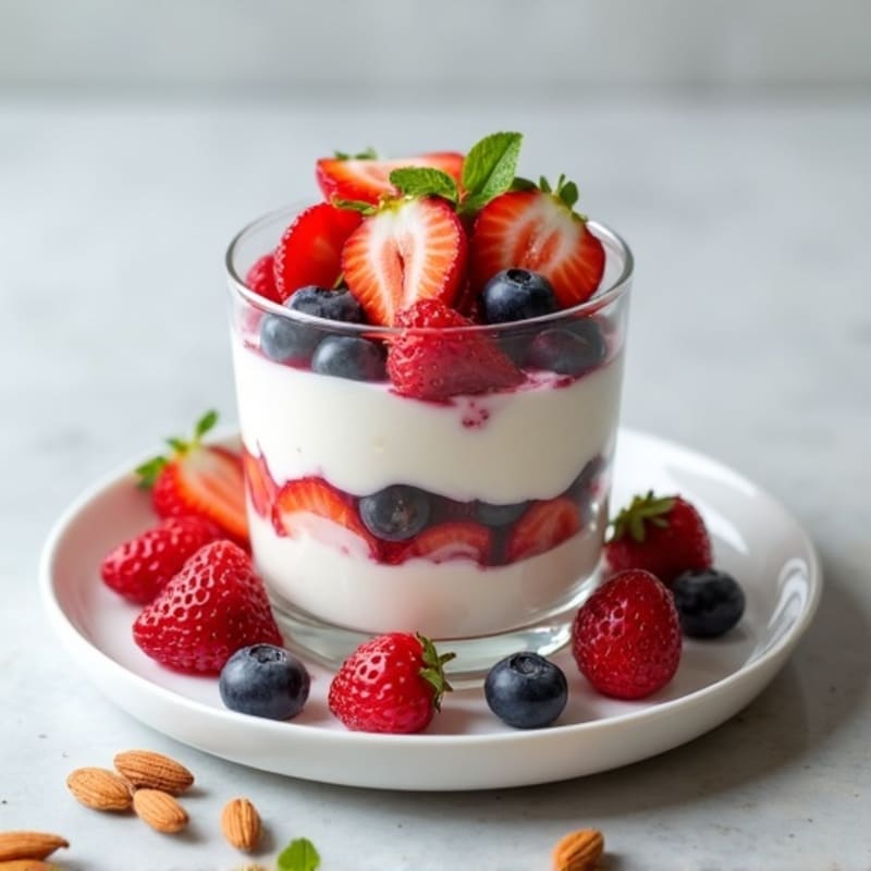 Greek Yogurt Protein Parfait with Mixed Berries and Almonds