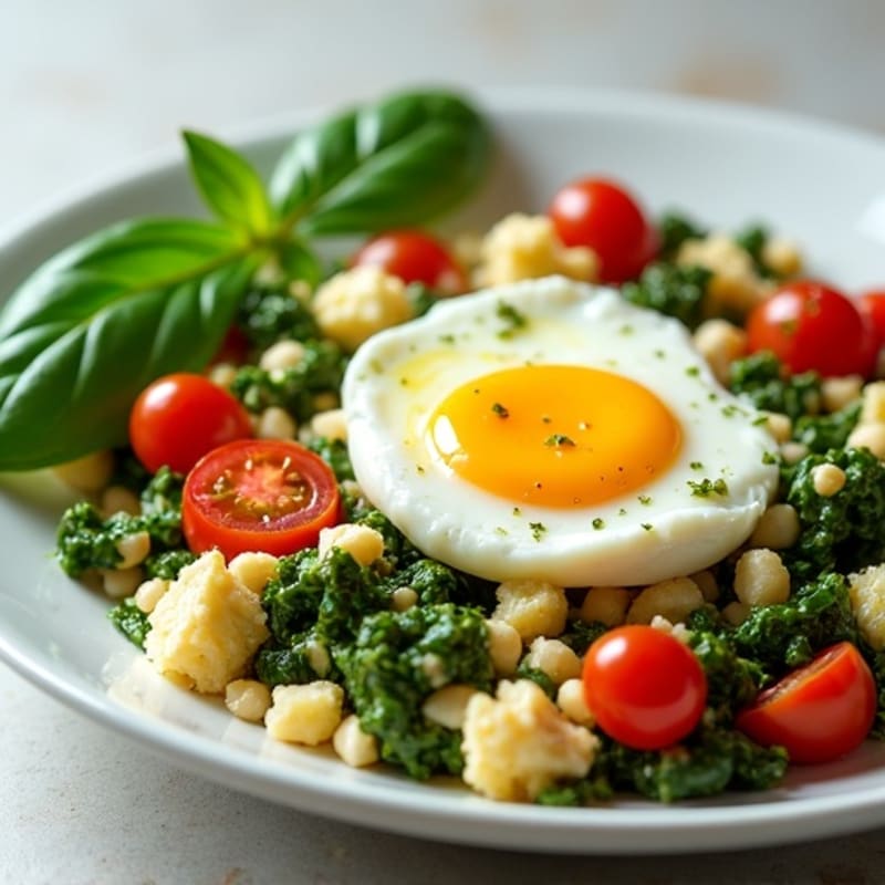 Cottage Cheese and Egg Scramble with Sautéed Spinach