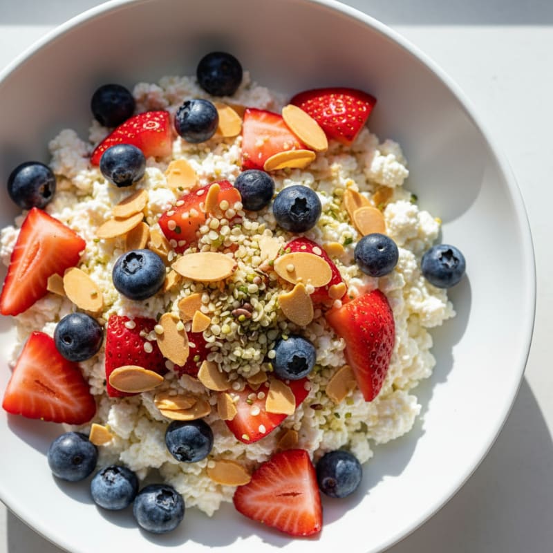 Cottage Cheese and Berry Protein Bowl with Almonds