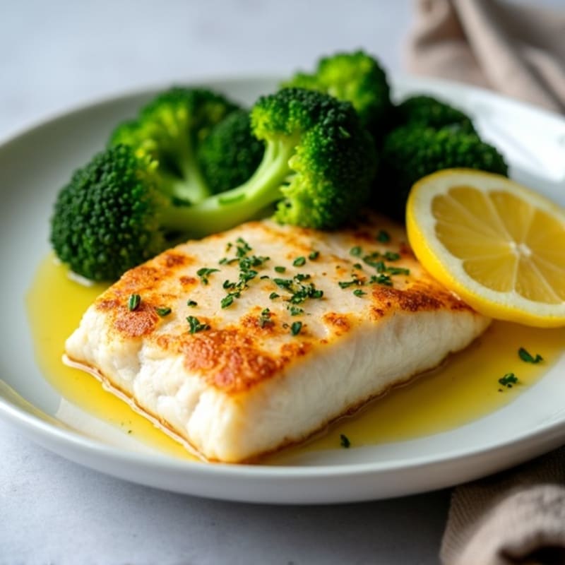 Seared Tilapia with Steamed Broccoli and Lemon
