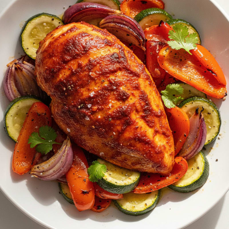 Spicy Harissa Chicken with Roasted Vegetables
