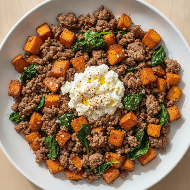 Ground Beef and Sweet Potato Skillet