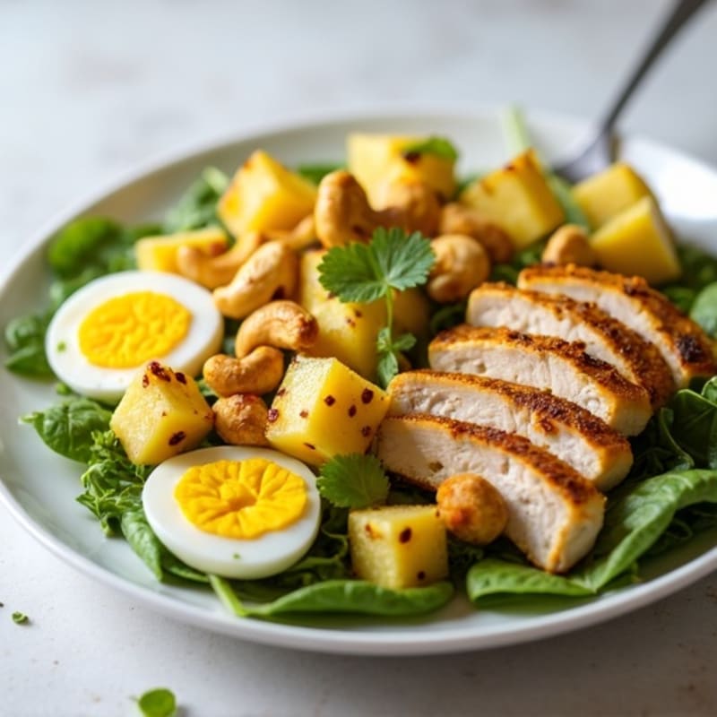 Grilled Chicken Curry Salad with Pineapple and Cashews