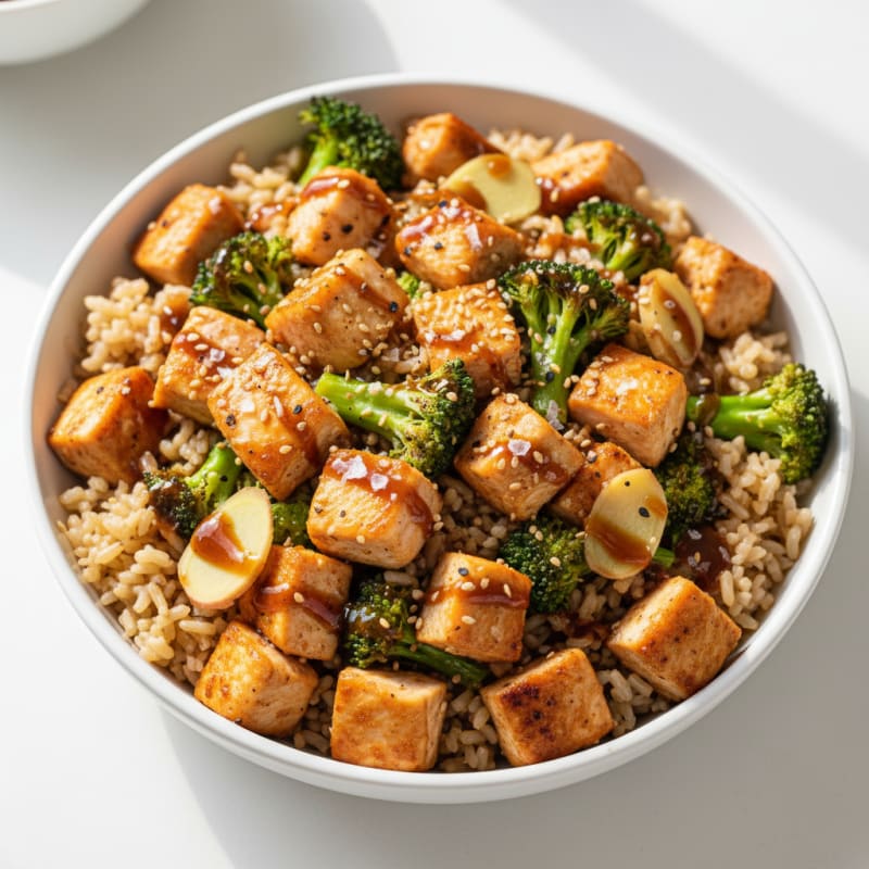 Quick Savory Chicken and Brown Rice Bowl