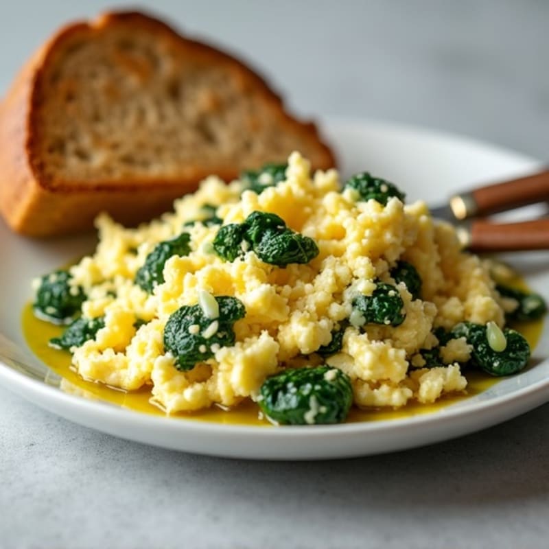 Egg White and Spinach Scramble with Cottage Cheese