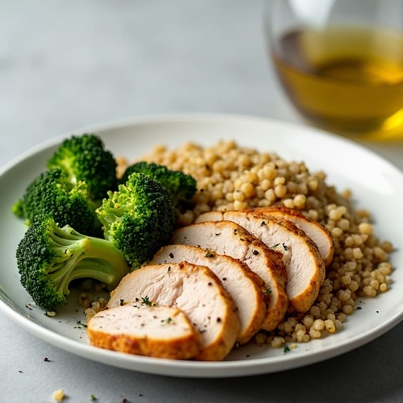 Grilled Turkey Breast with Roasted Broccoli and Quinoa
