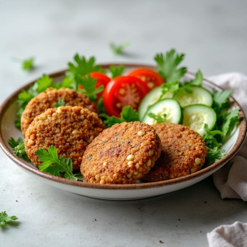 Crispy Baked Falafel with Fresh Herb Salad and Creamy Tahini Dressing