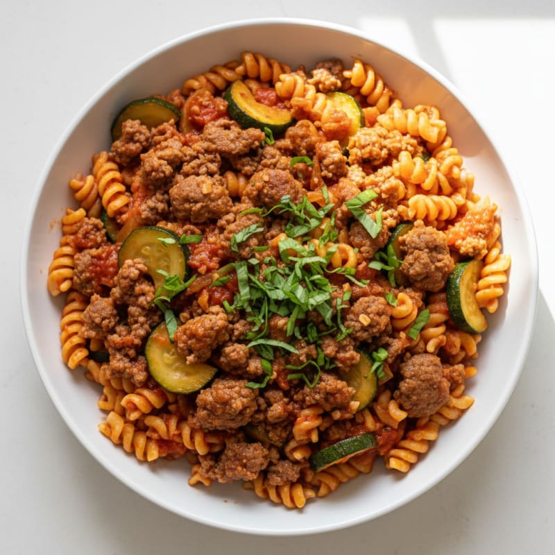Lean Beef and Vegetable Pasta with Tomato Sauce