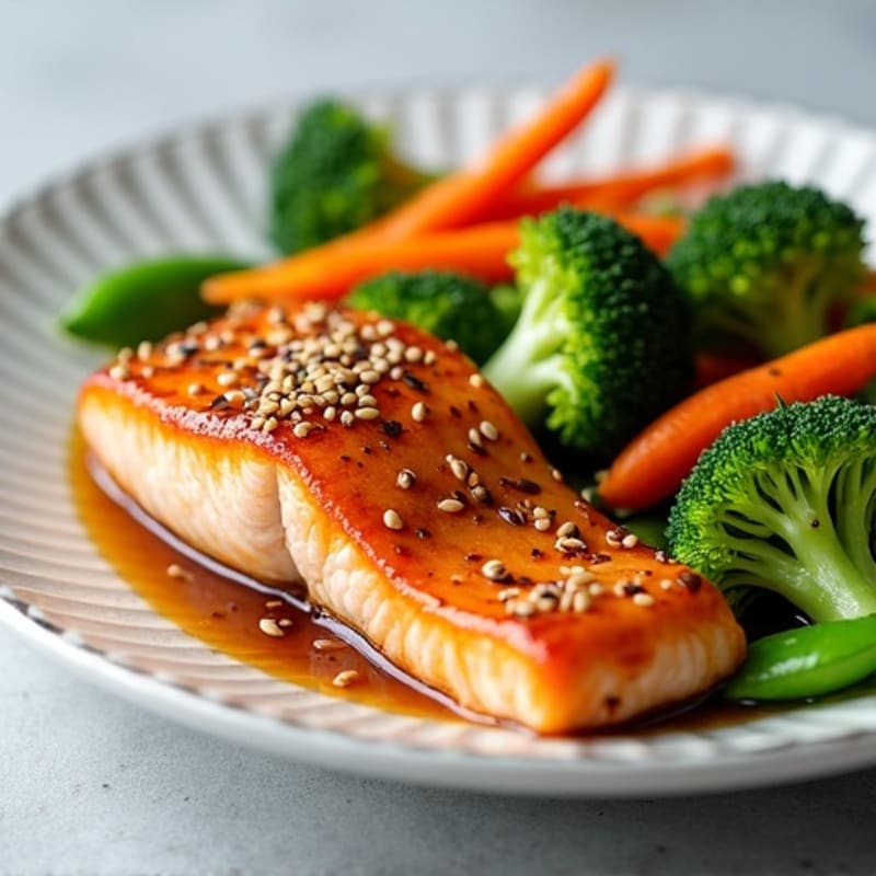 Honey-Ginger Glazed Salmon with Sesame Vegetables