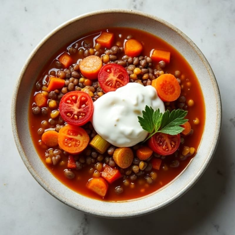 Hearty Spiced Lentil Stew with Roasted Vegetables