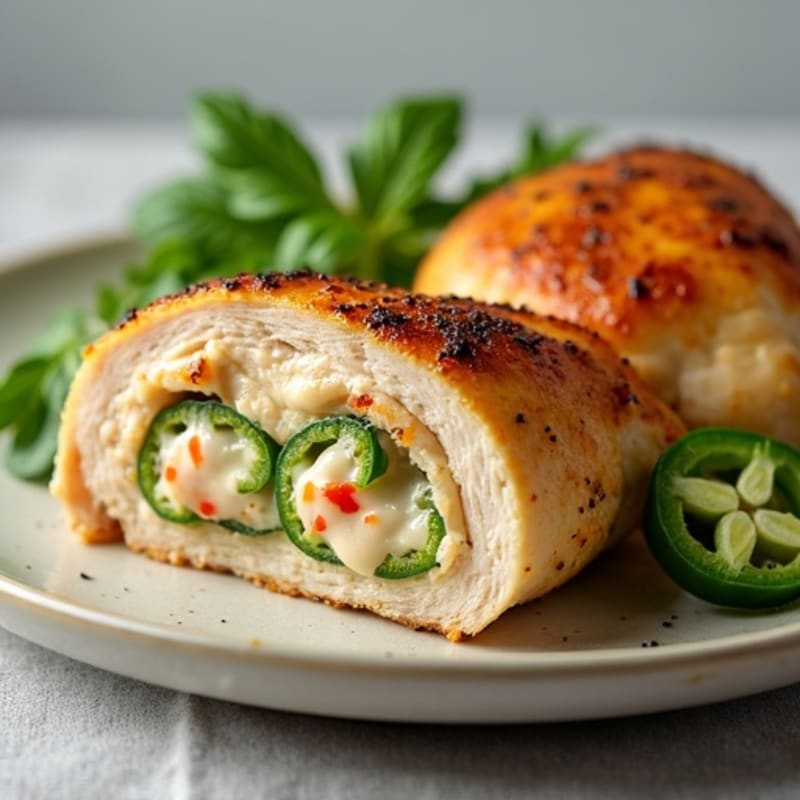 Roasted Chicken Stuffed with Creamy Spicy Jalapeño Filling