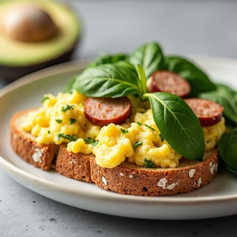 Egg White Scramble with Turkey Sausage and Spinach