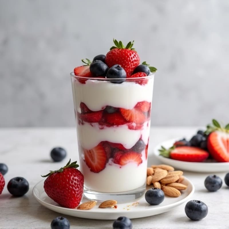 Greek Yogurt Protein Parfait with Mixed Berries and Almonds