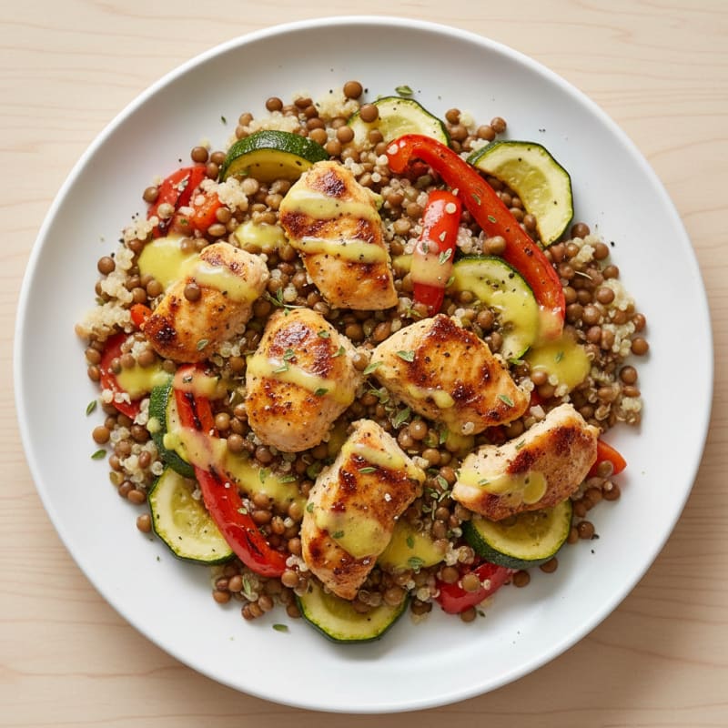 Zesty Roasted Vegetable and Lentil Quinoa