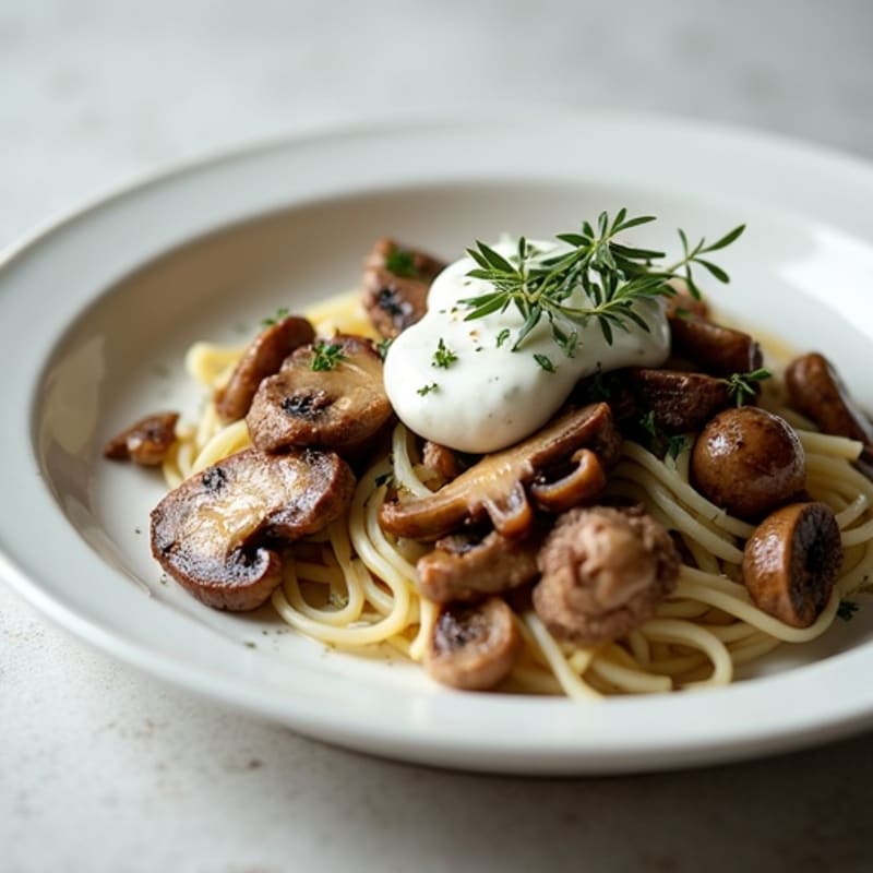 Beef and Mushroom with Creamy Greek Yogurt Sauce