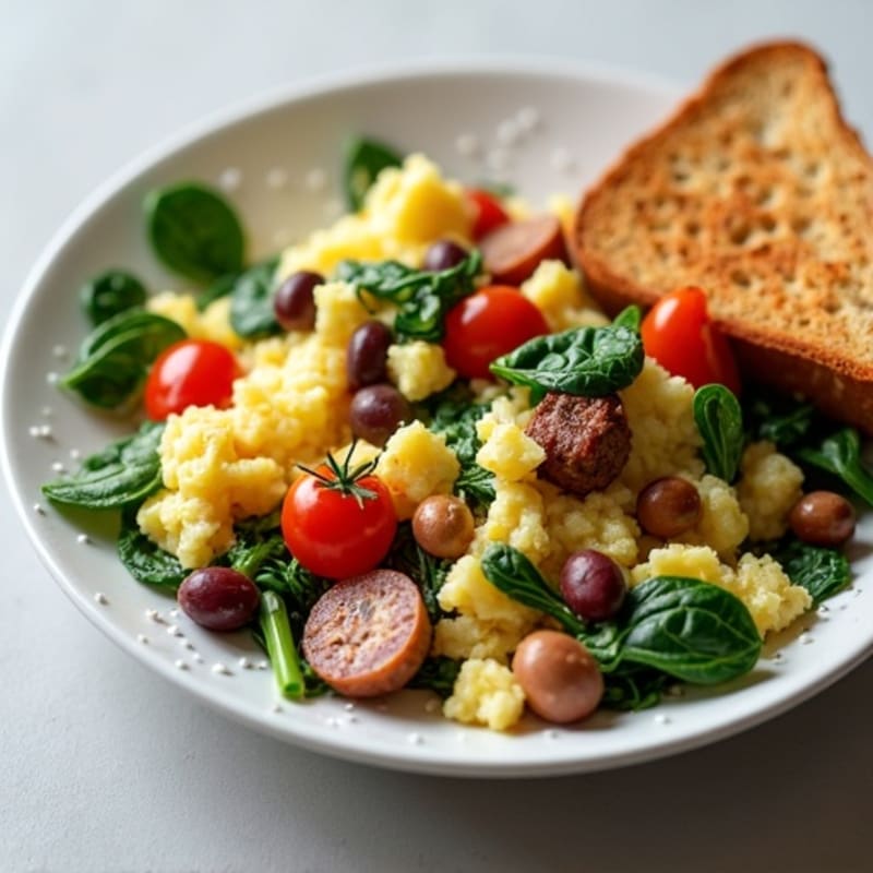 Egg White and Turkey Sausage Scramble with Spinach
