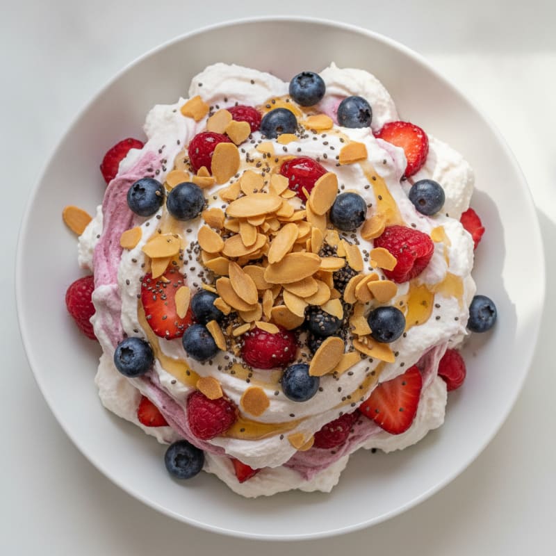 Greek Yogurt Protein Mousse with Mixed Berries