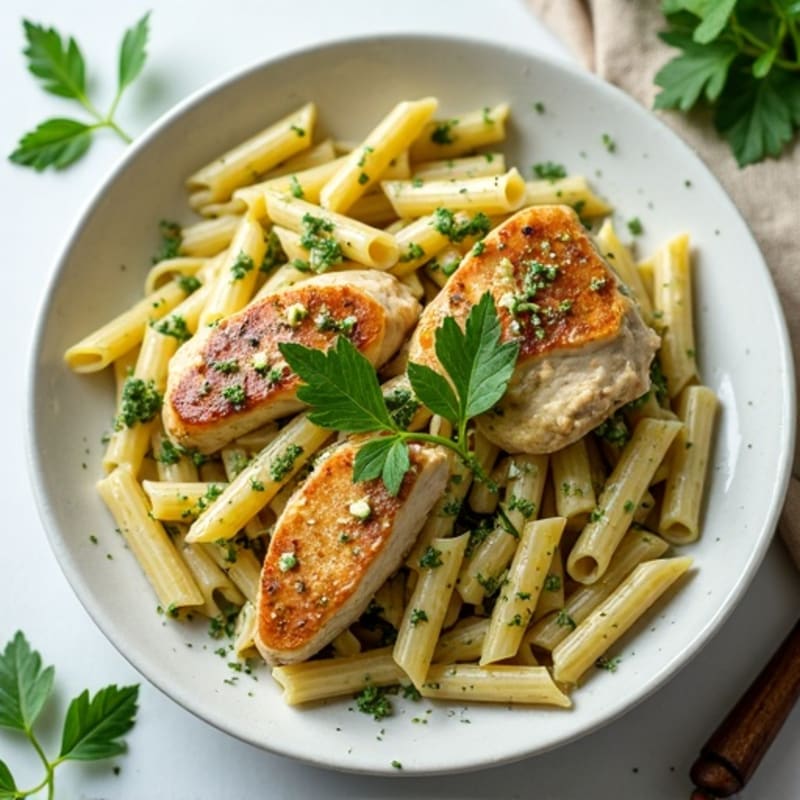Creamy Pesto Chicken Pasta with Fresh Herbs