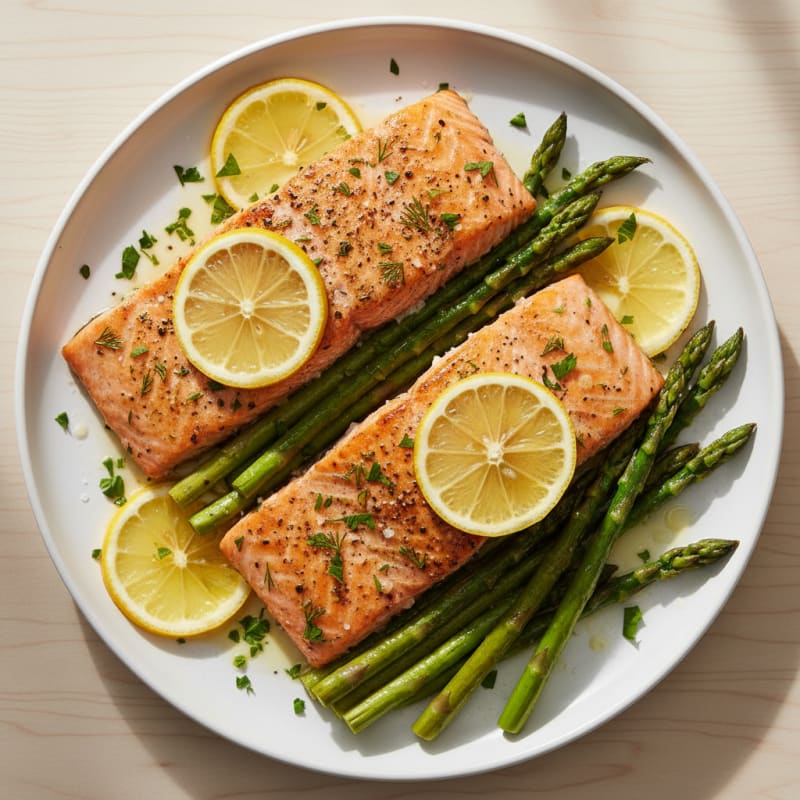 Lemon Herb Baked Salmon with Asparagus