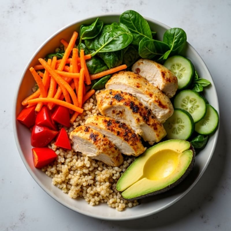 Grilled Chicken and Quinoa Power Bowl with Crunchy Vegetables