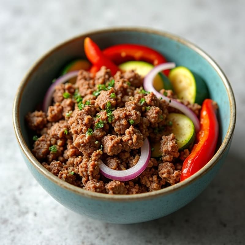 Lean Ground Beef and Roasted Vegetable Bowl