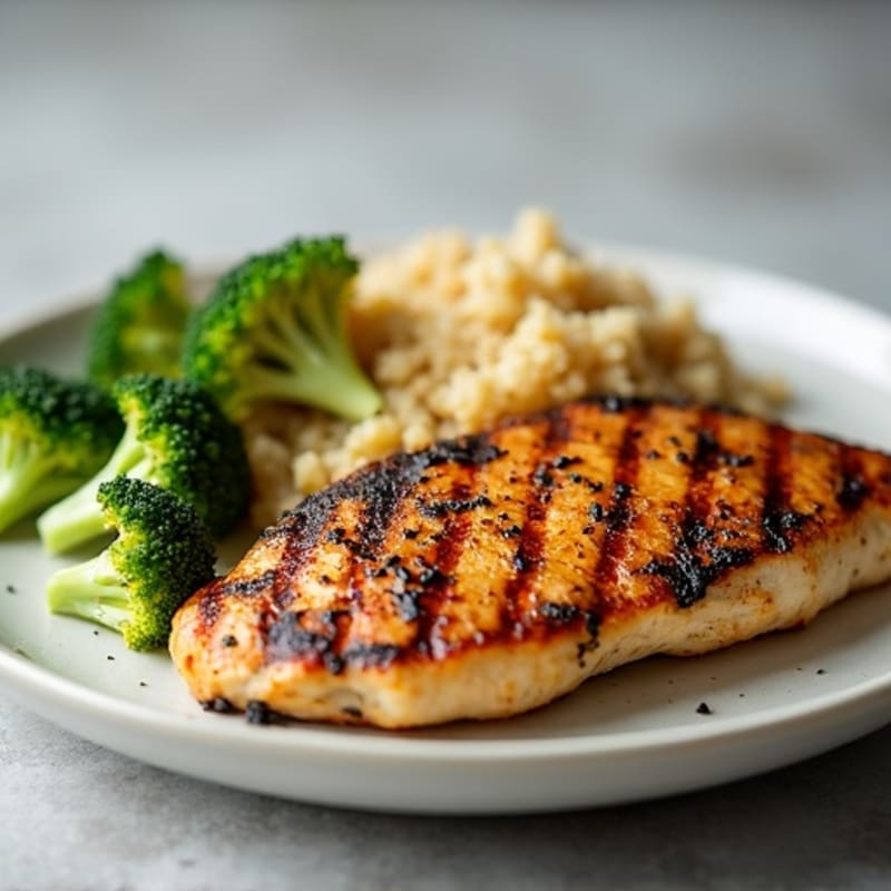 Grilled Chicken Breast with Roasted Broccoli and Quinoa