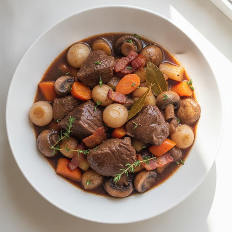Beef Bourguignon with Root Vegetables