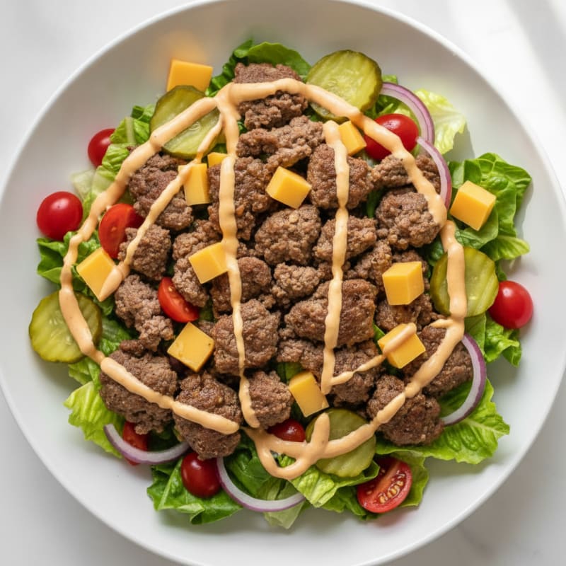 Deconstructed Cheeseburger Bowl with Special Sauce