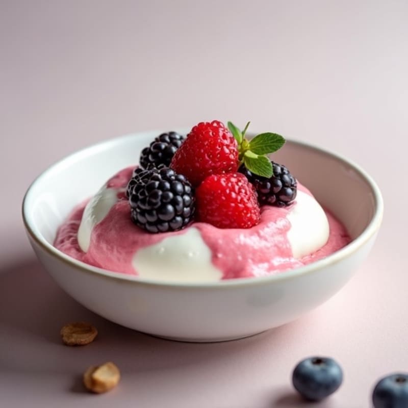 Silky Greek Yogurt Protein Pudding with Mixed Berries