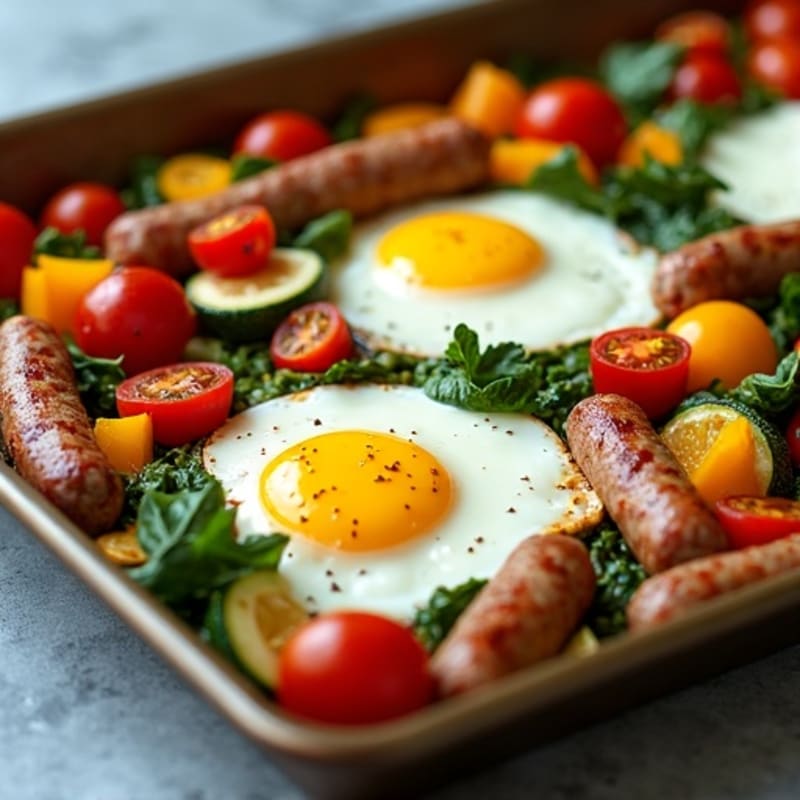 Sheet Pan Baked Eggs with Roasted Vegetables