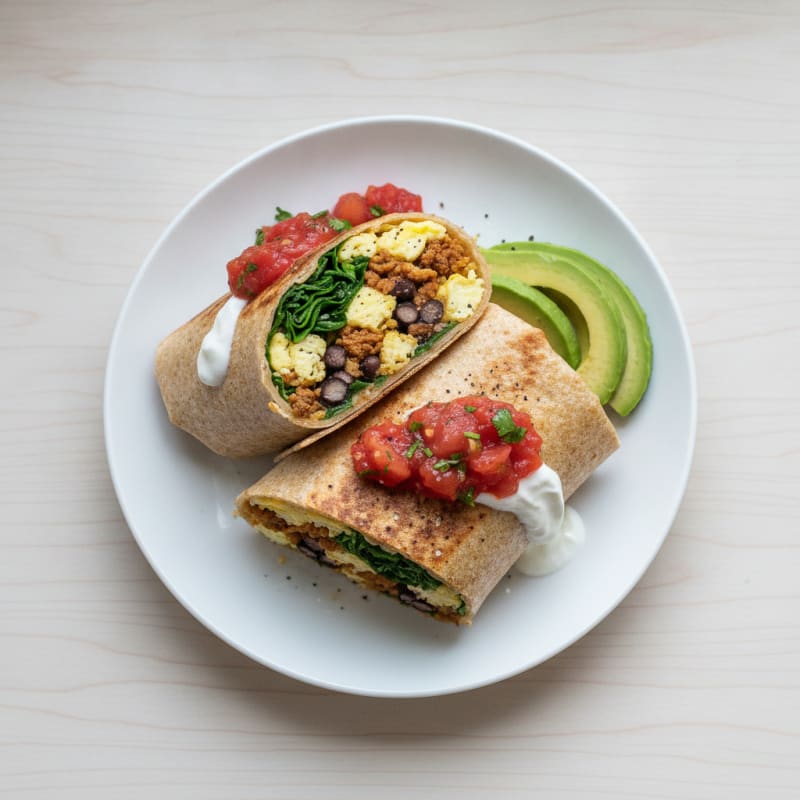 Hearty Breakfast Burrito with Salsa