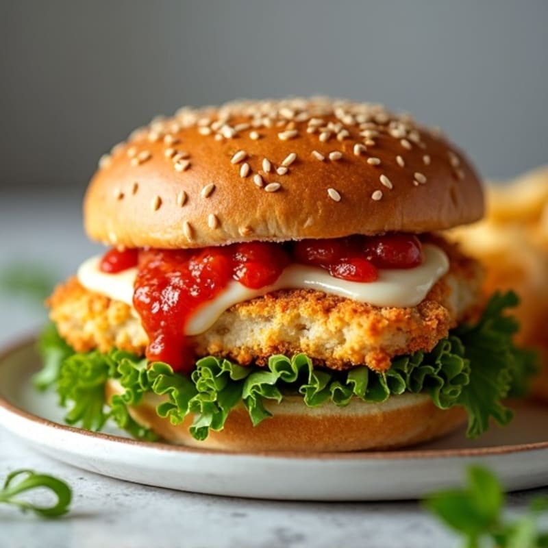 Crispy Chicken Burger with Melty Mozzarella and Fresh Marinara