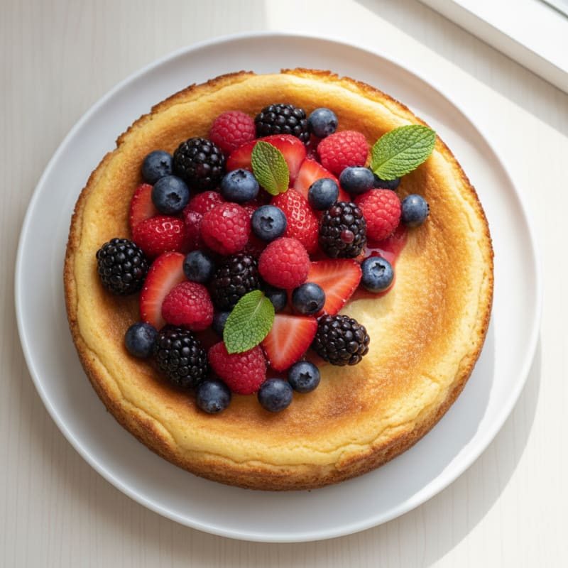 Greek Yogurt Protein Cheesecake with Mixed Berries