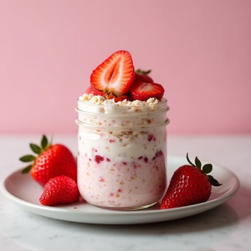 Fluffy Strawberry Shortcake Overnight Oats