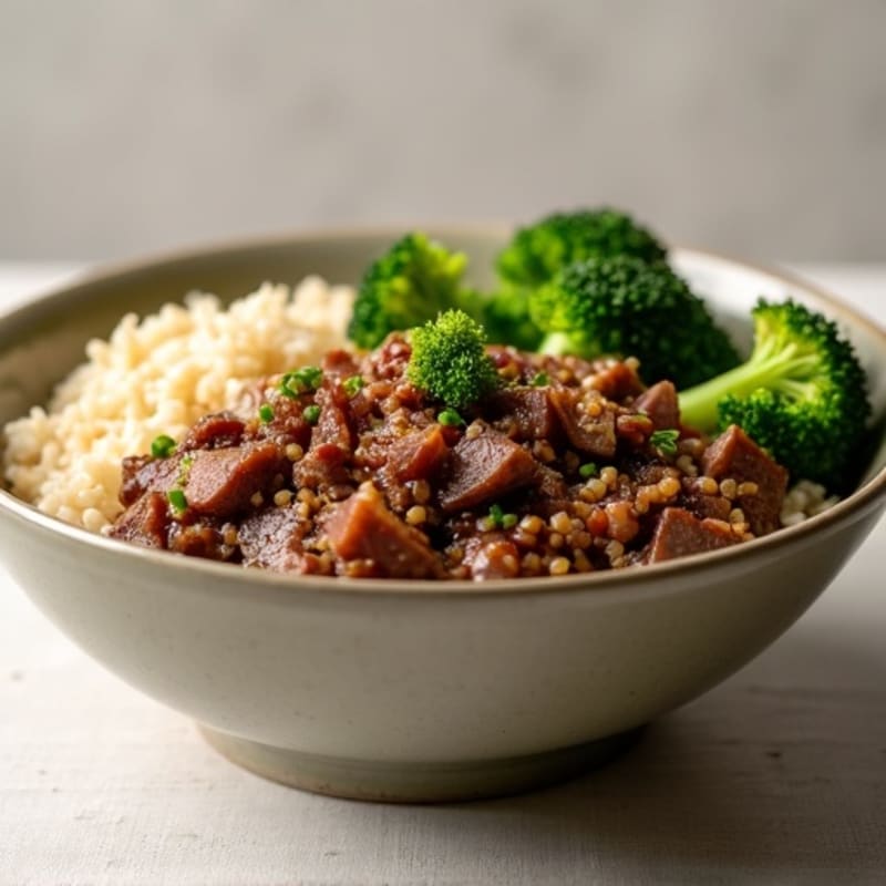 Garlic Ginger Beef and Broccoli Rice Bowl