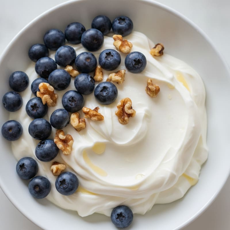 Silky Vanilla Protein Yogurt with Blueberries