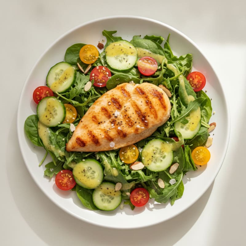 Garden Greens with Lemon-Herb Vinaigrette and Grilled Chicken