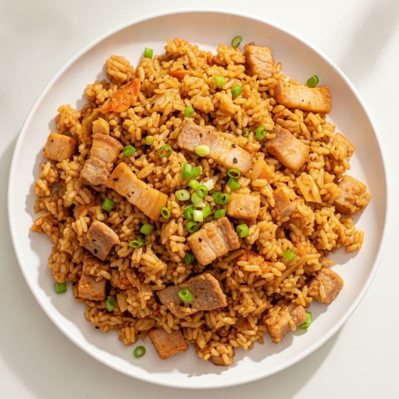 Kimchi Fried Rice with Pork Belly
