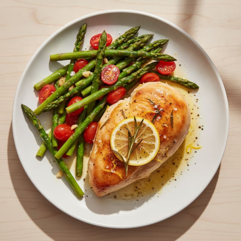 Lemon Herb Roasted Chicken with Asparagus