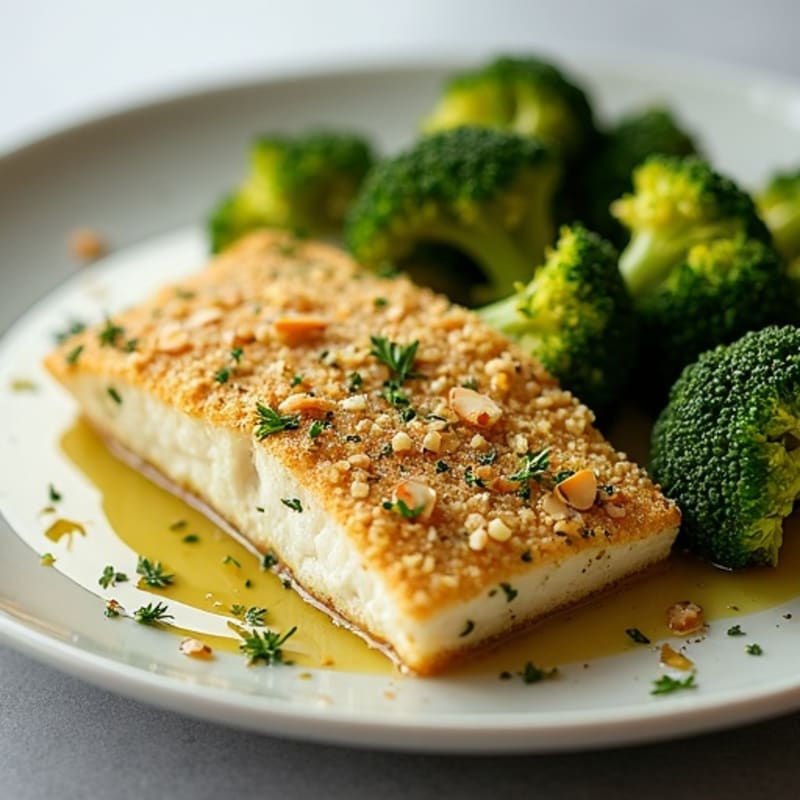 Herb-Crusted Baked Cod with Roasted Broccoli