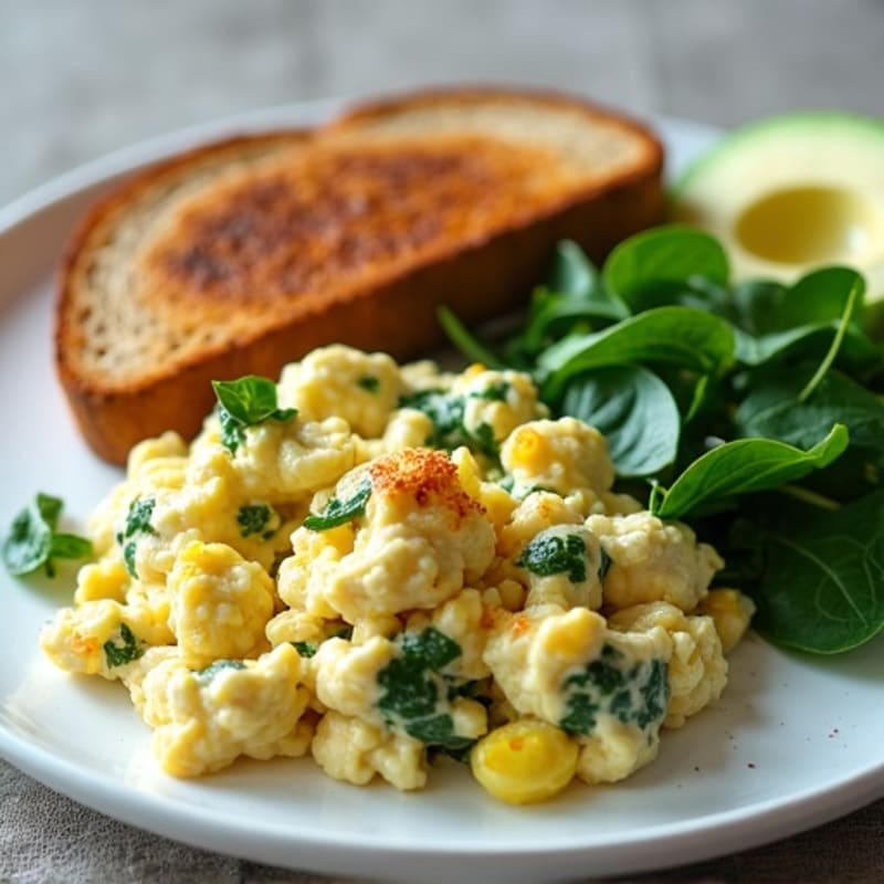 Egg White Spinach Scramble with Grilled Turkey Breast