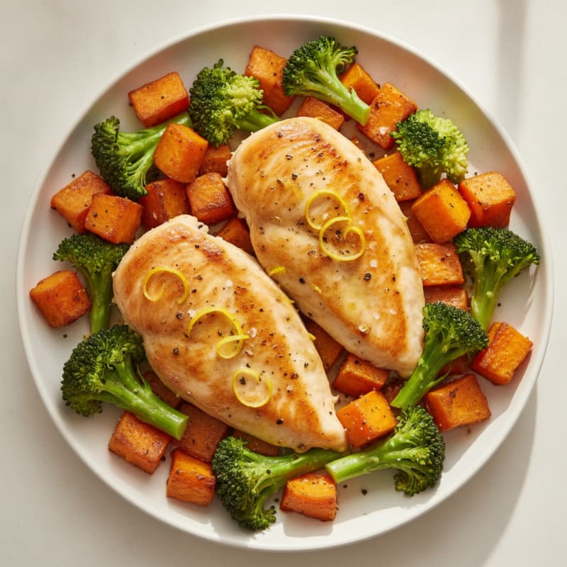 Lemon Herb Chicken with Roasted Sweet Potatoes