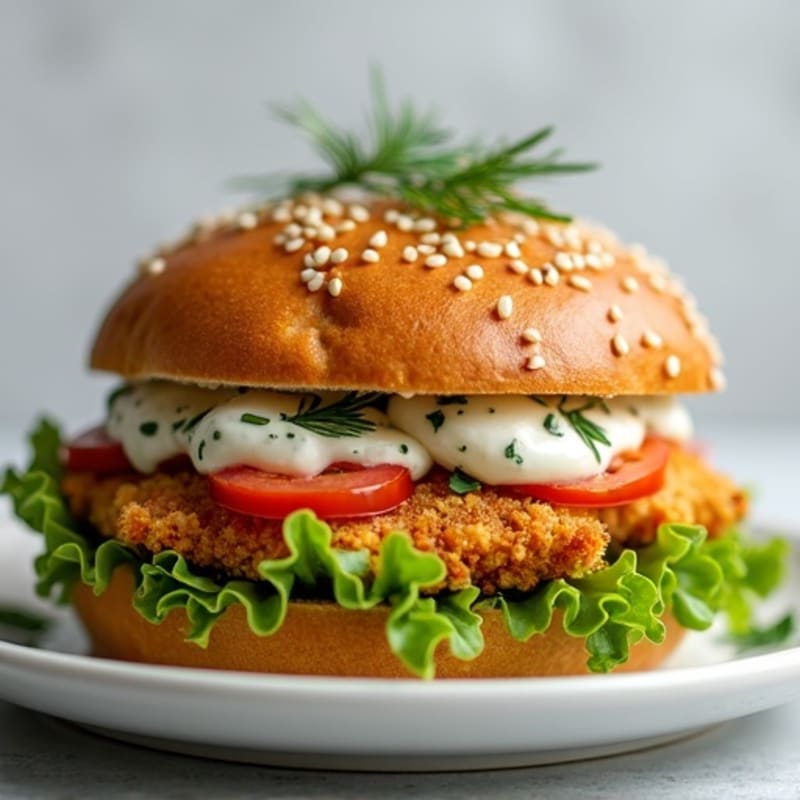 Crispy Air-Fried Chicken Sandwich with Herb Mayo