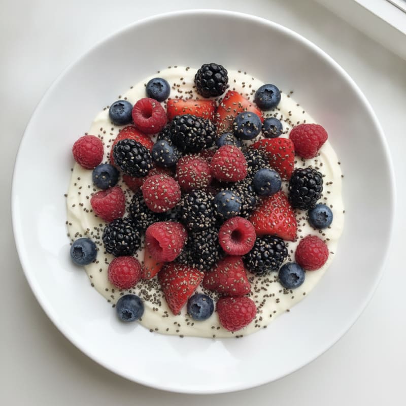 Silky Greek Yogurt Protein Pudding with Mixed Berries