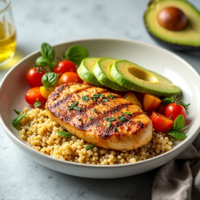 Grilled Chicken and Quinoa Bowl with Roasted Vegetables