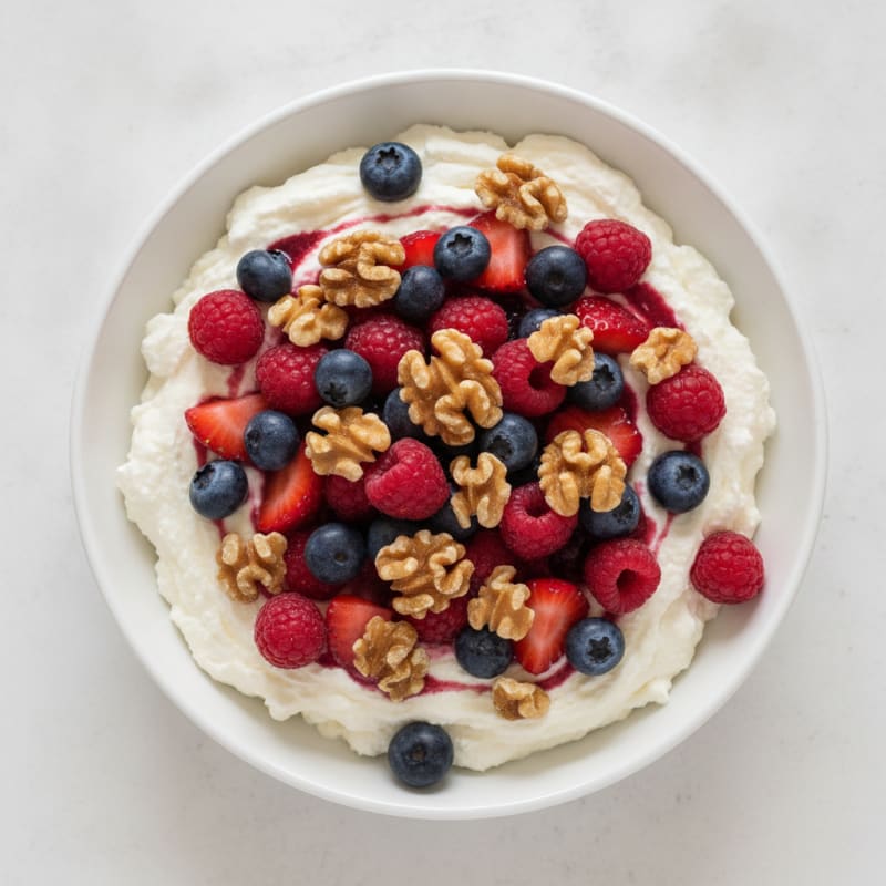 Greek Yogurt Protein Mousse with Mixed Berries