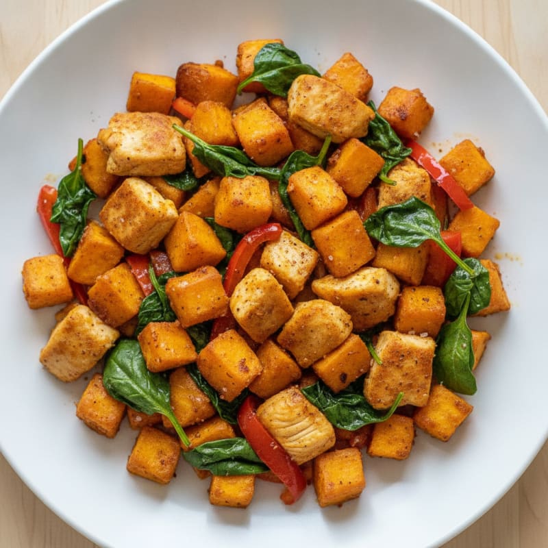 Diced Sweet Potato and Chicken Skillet
