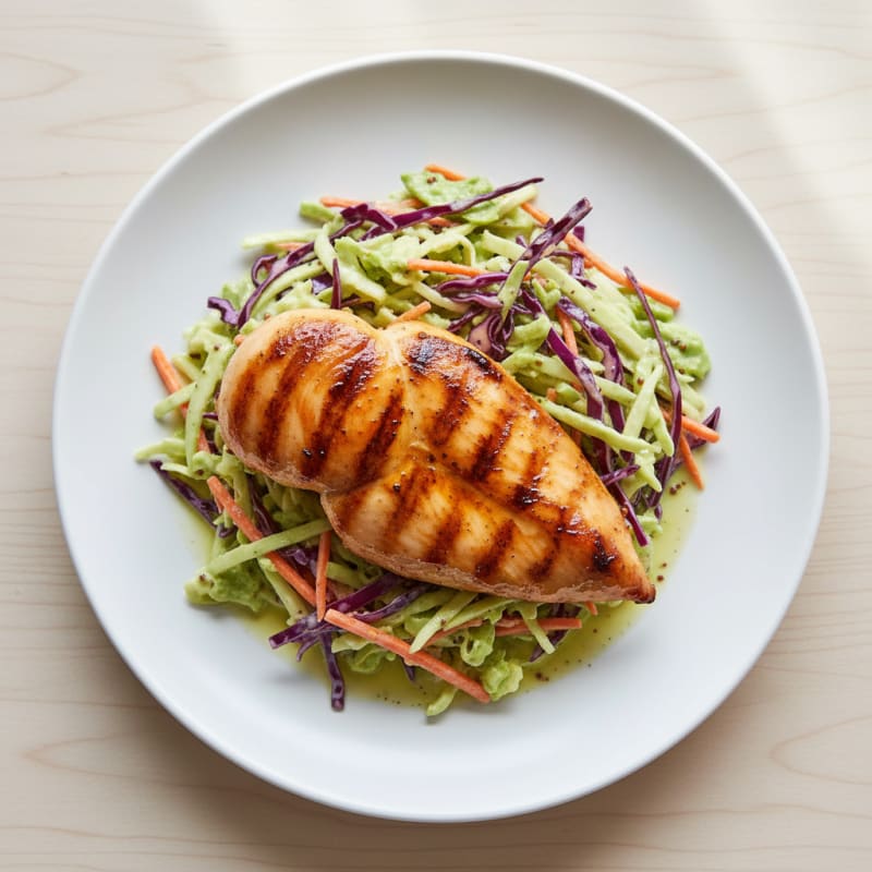 Grilled Chicken Breast with Crunchy Cabbage Slaw